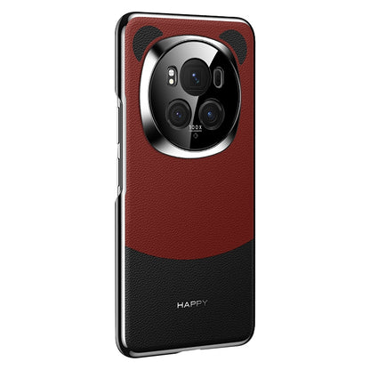 For Honor Magic6 Pro Panda 2 Plain Leather PC Phone Case(Black Red) - Honor Cases by PMC Jewellery | Online Shopping South Africa | PMC Jewellery | Buy Now Pay Later Mobicred