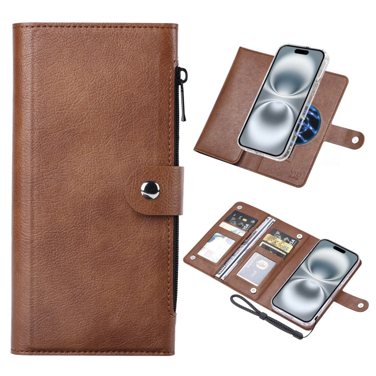 For iPhone 16 Plus ViLi GVS-C Series MagSafe Magnetic RFID Leather Flip Phone Case(Brown) - free shipping - PMC Jewellery - Order now!