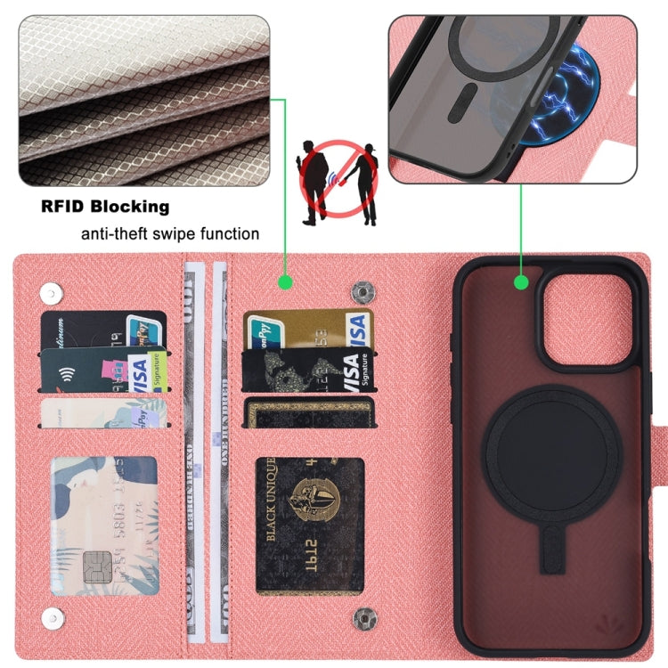 For iPhone 16 Pro ViLi GBS Series MagSafe Magnetic RFID Leather Flip Phone Case(Pink) - iPhone 16 Pro Cases by ViLi | Online Shopping South Africa | PMC Jewellery | Buy Now Pay Later Mobicred