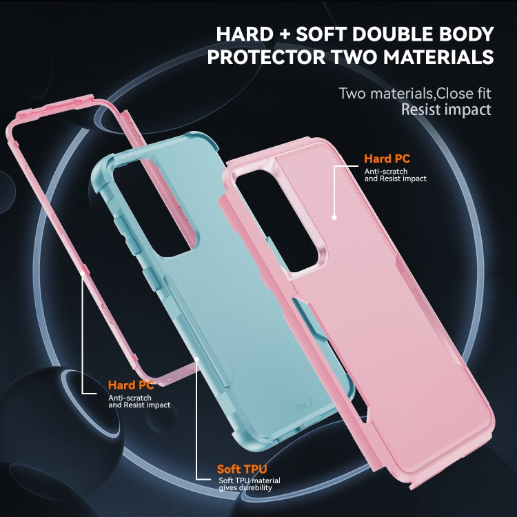 For Samsung Galaxy S25+ 5G TPU + PC Shockproof Protective Phone Case(Pink + Grey Green) - Galaxy S25+ 5G Cases by PMC Jewellery | Online Shopping South Africa | PMC Jewellery | Buy Now Pay Later Mobicred