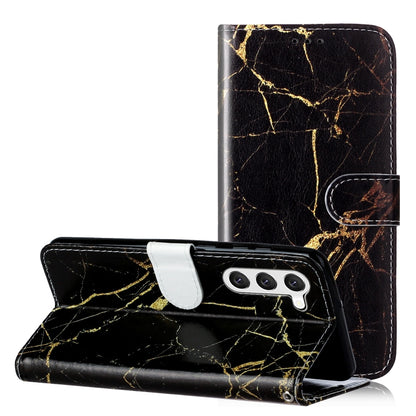 For Samsung Galaxy S25 5G Colored Drawing Marble Pattern Leather Phone Case(Black Gold Marble) - Galaxy S25 5G Cases by PMC Jewellery | Online Shopping South Africa | PMC Jewellery | Buy Now Pay Later Mobicred