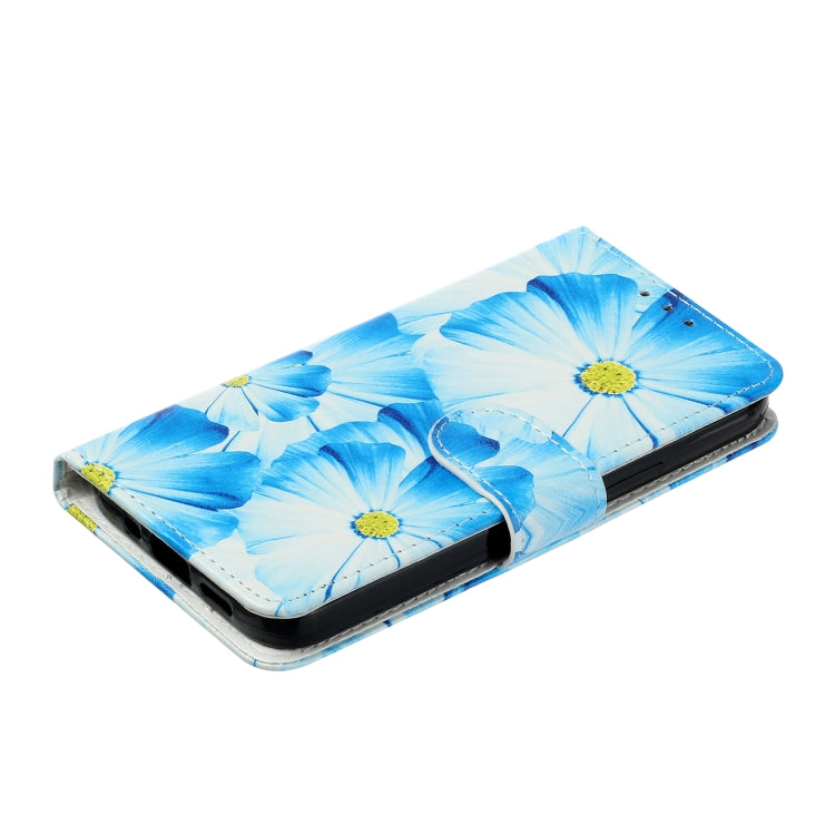For Samsung Galaxy S25 Ultra 5G Colored Drawing Marble Pattern Leather Phone Case(Blue Flower) - Galaxy S25 Ultra 5G Cases by PMC Jewellery | Online Shopping South Africa | PMC Jewellery | Buy Now Pay Later Mobicred
