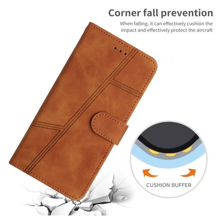 For Samsung Galaxy S25+ 5G Skin-feel Stitching Leather Phone Case(Brown) - Galaxy S25+ 5G Cases by PMC Jewellery | Online Shopping South Africa | PMC Jewellery | Buy Now Pay Later Mobicred