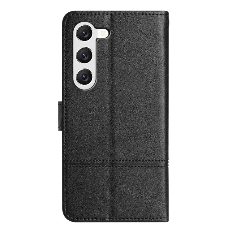 For Samsung Galaxy S25 5G Cowhide Texture Stitching Leather Phone Case(Black) - Galaxy S25 5G Cases by PMC Jewellery | Online Shopping South Africa | PMC Jewellery | Buy Now Pay Later Mobicred