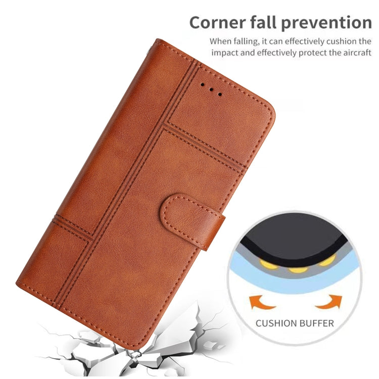 For Samsung Galaxy S25 5G Cowhide Texture Stitching Leather Phone Case(Brown) - Galaxy S25 5G Cases by PMC Jewellery | Online Shopping South Africa | PMC Jewellery | Buy Now Pay Later Mobicred