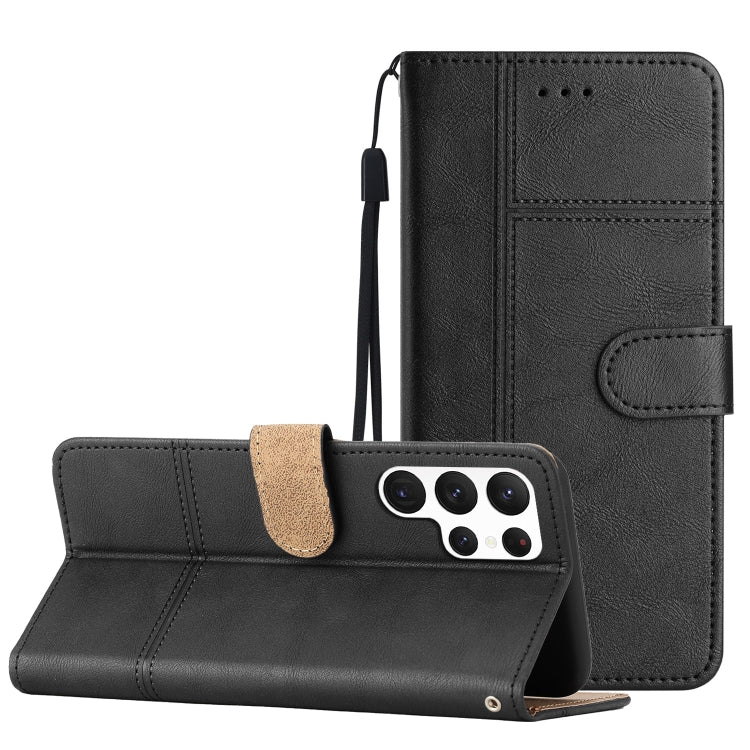 For Samsung Galaxy S25 Ultra 5G Cowhide Texture Stitching Leather Phone Case(Black) - Galaxy S25 Ultra 5G Cases by PMC Jewellery | Online Shopping South Africa | PMC Jewellery | Buy Now Pay Later Mobicred
