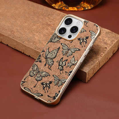 For iPhone 16 Plus Denior A18 WoodenPaint MagSafe Phone Case(Butterflies) - iPhone 16 Plus Cases by Denior | Online Shopping South Africa | PMC Jewellery | Buy Now Pay Later Mobicred