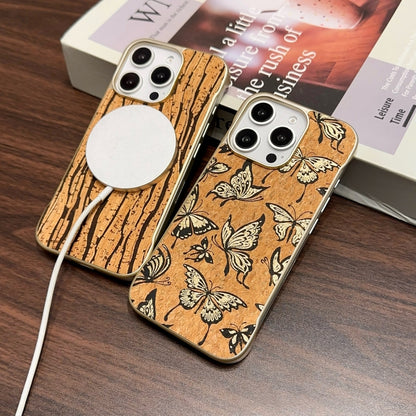 For iPhone 16 Pro Max Denior A18 WoodenPaint MagSafe Phone Case(Butterflies) - iPhone 16 Pro Max Cases by Denior | Online Shopping South Africa | PMC Jewellery | Buy Now Pay Later Mobicred