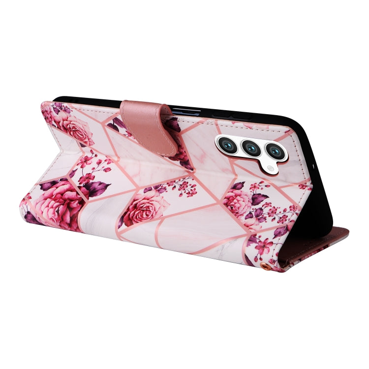 For Samsung Galaxy S25 5G Marble Bronzing Stitching Leather Phone Case(Rose Gold) - Galaxy S25 5G Cases by PMC Jewellery | Online Shopping South Africa | PMC Jewellery | Buy Now Pay Later Mobicred