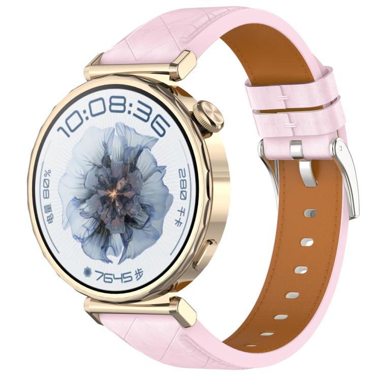 20mm Square Leather Silver Buckle Watch Band(Pink) - free shipping - PMc TechLife - Order now!