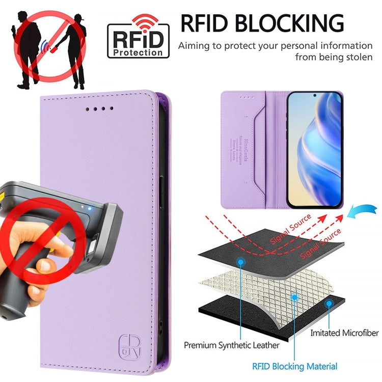 For Samsung Galaxy S24 / S25 5G RC01 Dual-Folded Magnetic Suction RFID Leather Phone Case(Light Purple) - Galaxy S25 5G Cases by PMC Jewellery | Online Shopping South Africa | PMC Jewellery | Buy Now Pay Later Mobicred