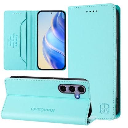 For Samsung Galaxy S24+ / S25+ 5G RC01 Dual-Folded Magnetic Suction RFID Leather Phone Case(Mint Green) - Galaxy S25+ 5G Cases by PMC Jewellery | Online Shopping South Africa | PMC Jewellery | Buy Now Pay Later Mobicred