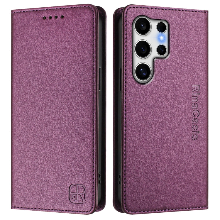 For Samsung Galaxy S25 Ultra 5G RC01 Dual-Folded Magnetic Suction RFID Leather Phone Case(Violet) - Galaxy S25 Ultra 5G Cases by PMC Jewellery | Online Shopping South Africa | PMC Jewellery | Buy Now Pay Later Mobicred