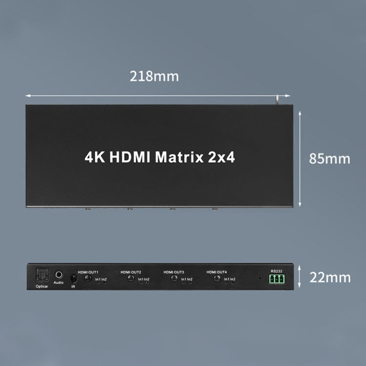 Measy MT4324 4K 30Hz 2 In 4 Out HDMI Matrix Switch Support Seamless Switching, US Plug(Black) - free shipping - PMC TechLife - Order now!