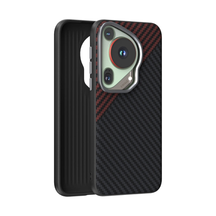 For Huawei Pura 70 Ultra ABEEL C Carbon Fiber Series 6D Micro Relief MagSafe Phone Case(Black Red) - Huawei Cases by PMC Jewellery | Online Shopping South Africa | PMC Jewellery | Buy Now Pay Later Mobicred