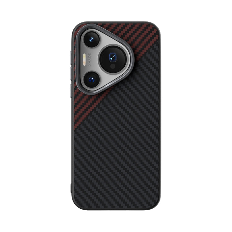 For Huawei Pura 70 Pro / 70 Pro+ ABEEL C Carbon Fiber Series 6D Micro Relief MagSafe Phone Case(Black Red) - Huawei Cases by PMC Jewellery | Online Shopping South Africa | PMC Jewellery | Buy Now Pay Later Mobicred