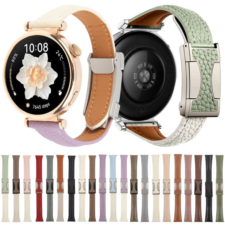 18mm Universal Slim Magnetic Buckle Genuine Leather Watch Band(Black) - free shipping - PMc TechLife - Order now!