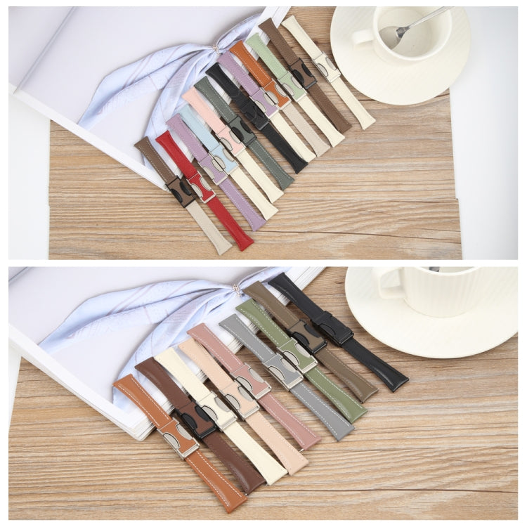 18mm Universal Slim Magnetic Buckle Genuine Leather Watch Band(Plain Weave Grey) - free shipping - PMc TechLife - Order now!