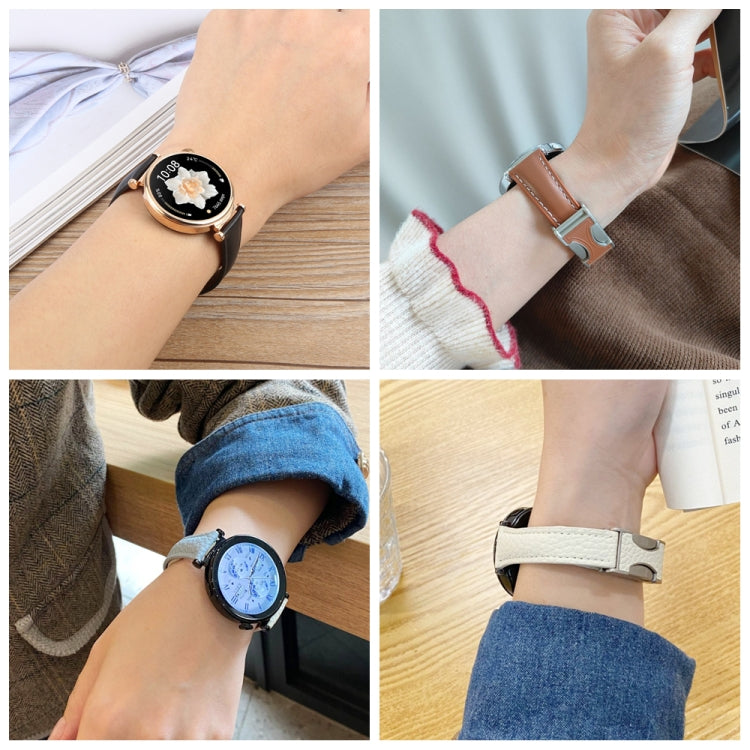 20mm Universal Slim Magnetic Buckle Genuine Leather Watch Band(Beige) - free shipping - PMc TechLife - Order now!