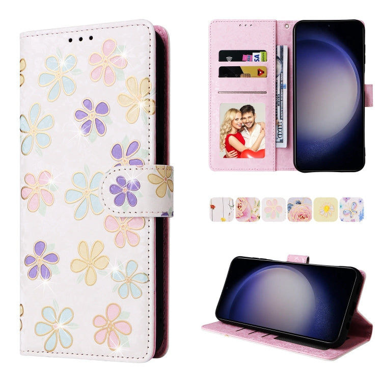 For Samsung Galaxy S25 5G Bronzing Painting RFID Leather Phone Case(Bloosoming Flower) - Galaxy S25 5G Cases by PMC Jewellery | Online Shopping South Africa | PMC Jewellery | Buy Now Pay Later Mobicred