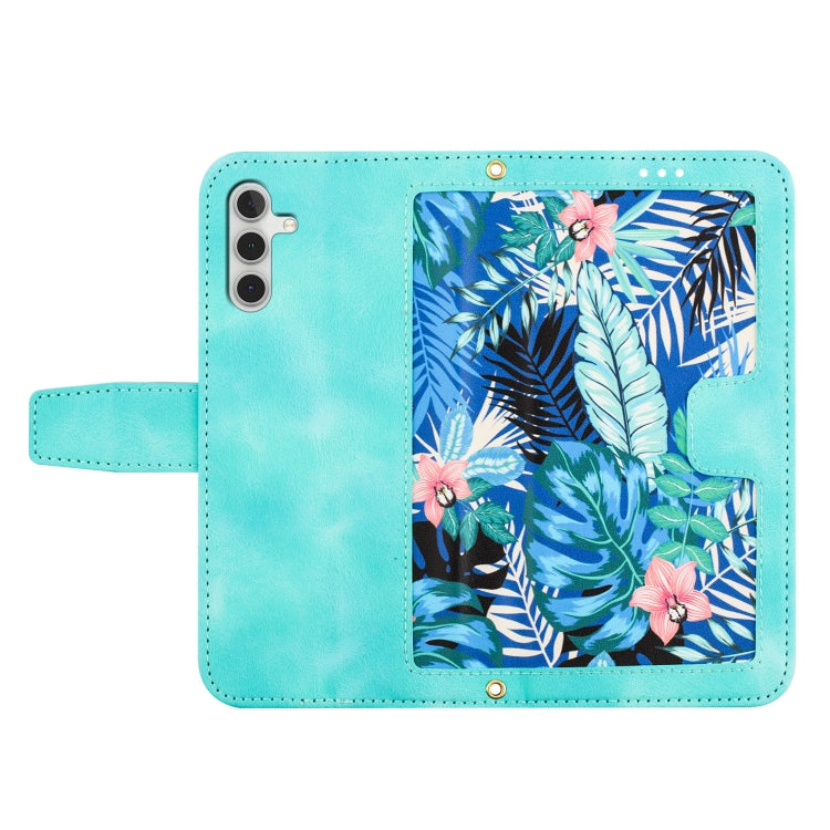 For Samsung Galaxy S25+ 5G Floral Pattern Leather Phone Case with Lanyard(Green) - Galaxy S25+ 5G Cases by PMC Jewellery | Online Shopping South Africa | PMC Jewellery | Buy Now Pay Later Mobicred