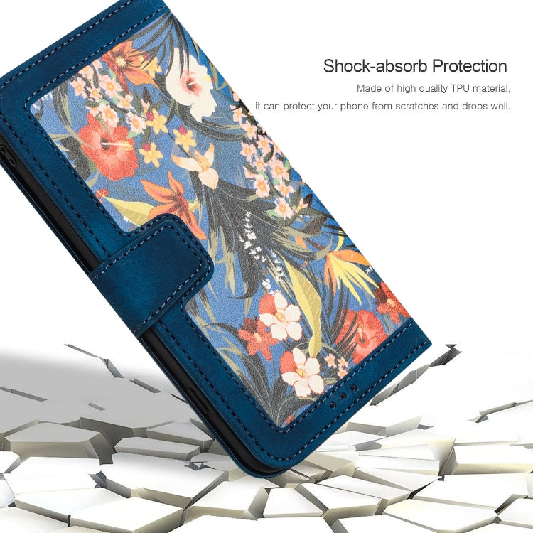 For Samsung Galaxy S25+ 5G Floral Pattern Leather Phone Case with Lanyard(Dark Blue) - Galaxy S25+ 5G Cases by PMC Jewellery | Online Shopping South Africa | PMC Jewellery | Buy Now Pay Later Mobicred