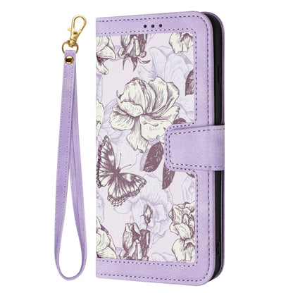 For Samsung Galaxy S25 5G Floral Pattern Leather Phone Case with Lanyard(Light Purple) - Galaxy S25 5G Cases by PMC Jewellery | Online Shopping South Africa | PMC Jewellery | Buy Now Pay Later Mobicred