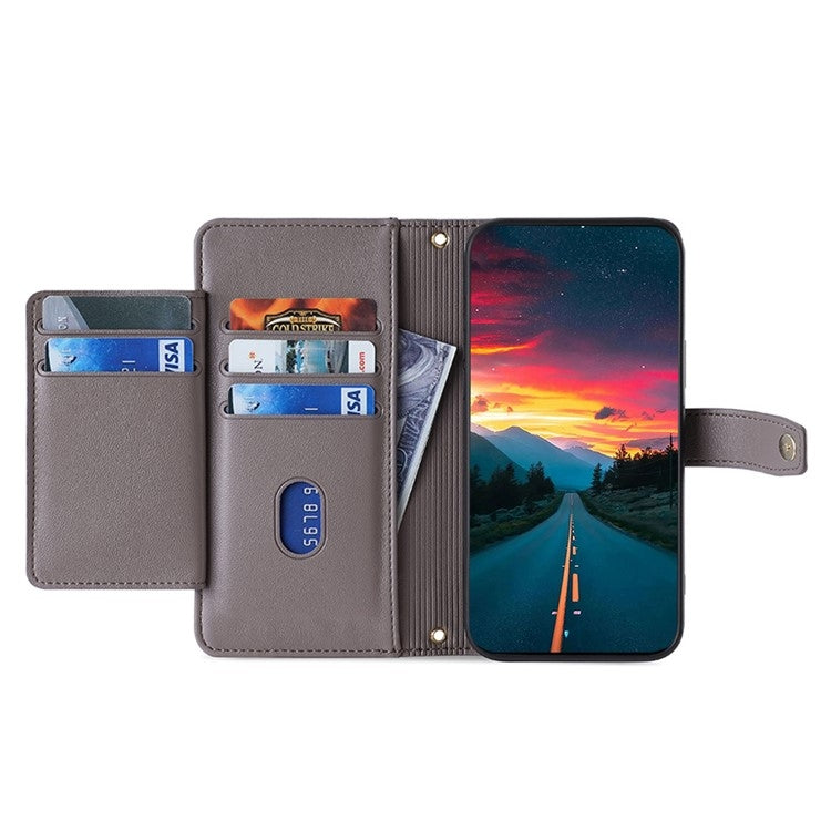 For Fujitsu Arrows We2 Sheep Texture Cross-body Zipper Wallet Leather Phone Case(Grey) - More Brand by PMC TechLife | Online Shopping South Africa | PMC TechLife | Buy Now Pay Later Mobicred