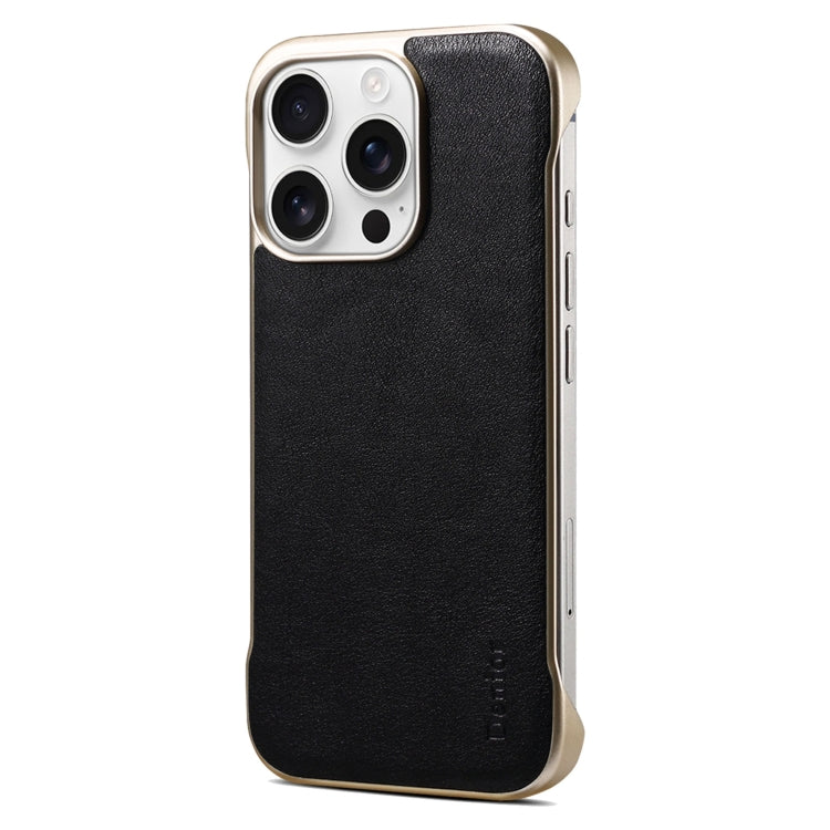 For iPhone 16 Pro Denior MagSafe Genuine Leather Calf Texture  Phone Case(Black) - iPhone 16 Pro Cases by Denior | Online Shopping South Africa | PMC Jewellery | Buy Now Pay Later Mobicred