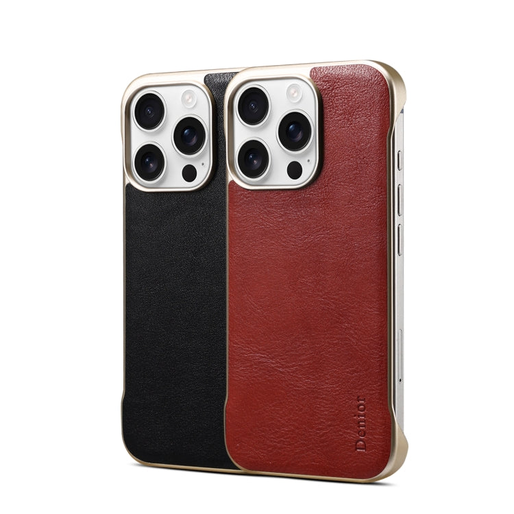 For iPhone 16 Plus Denior MagSafe Genuine Leather Calf Texture  Phone Case(Red) - iPhone 16 Plus Cases by Denior | Online Shopping South Africa | PMC Jewellery | Buy Now Pay Later Mobicred