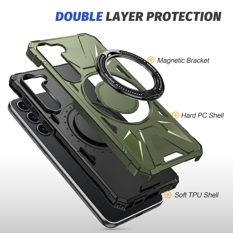 For Samsung Galaxy S25+ 5G MagSafe Magnetic Shockproof Phone Case with Ring Holder(Dark Green) - Galaxy S25+ 5G Cases by PMC Jewellery | Online Shopping South Africa | PMC Jewellery | Buy Now Pay Later Mobicred