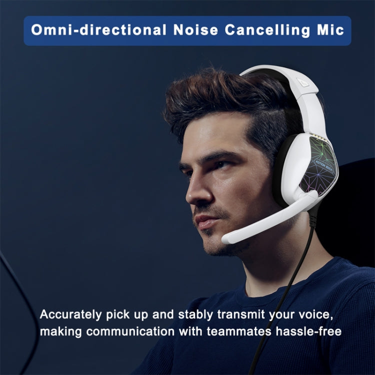 KOTION EACH G6000 On-Ear Gaming Headset with Mic, Length: About 2.1m(Black White) - Multimedia Headset by KOTION EACH | Online Shopping South Africa | PMC TechLife | Buy Now Pay Later Mobicred