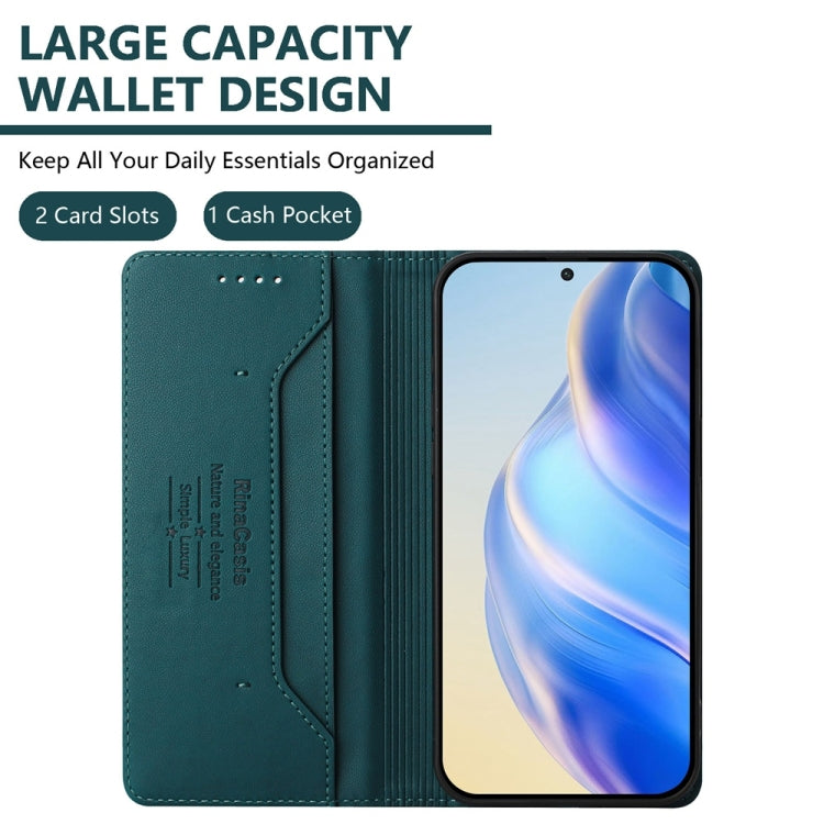 For Huawei Pura 70 RC01 Dual-Folded Magnetic Suction RFID Leather Phone Case(Dark Green) - Huawei Cases by PMC Jewellery | Online Shopping South Africa | PMC Jewellery | Buy Now Pay Later Mobicred