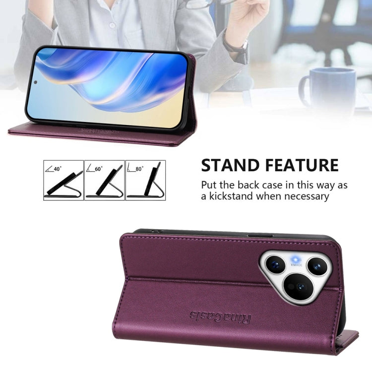 For Huawei Pura 70 RC01 Dual-Folded Magnetic Suction RFID Leather Phone Case(Violet) - Huawei Cases by PMC Jewellery | Online Shopping South Africa | PMC Jewellery | Buy Now Pay Later Mobicred