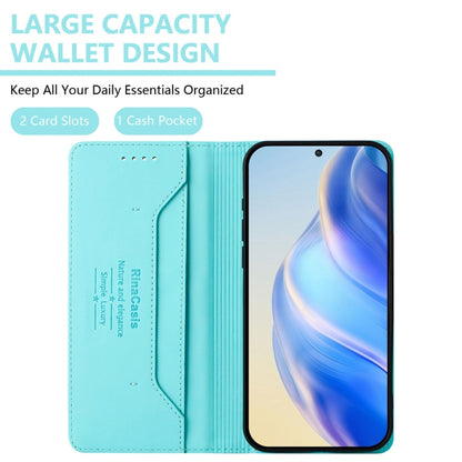 For Huawei Pura 70 Pro / Pura 70 Pro+ RC01 Dual-Folded Magnetic Suction RFID Leather Phone Case(Mint Green) - Huawei Cases by PMC Jewellery | Online Shopping South Africa | PMC Jewellery | Buy Now Pay Later Mobicred