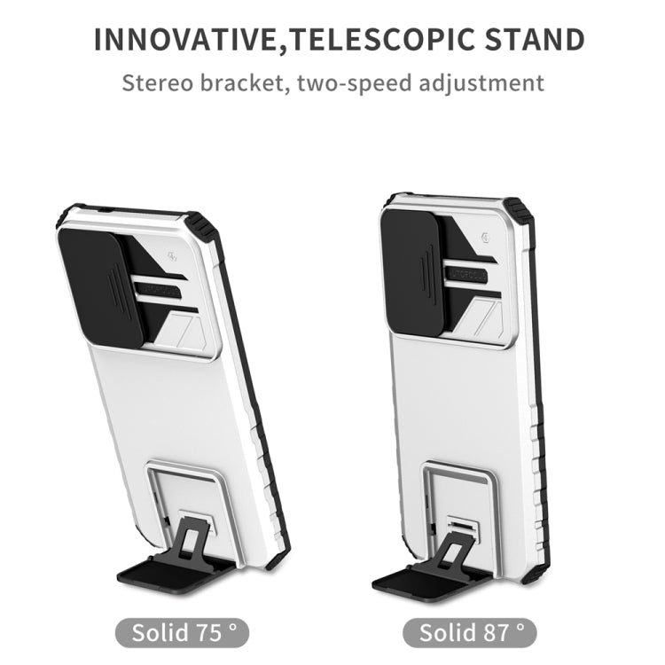 For Samsung Galaxy S25 5G Stereoscopic Holder Sliding Camshield Phone Case(White) - Galaxy S25 5G Cases by PMC Jewellery | Online Shopping South Africa | PMC Jewellery | Buy Now Pay Later Mobicred