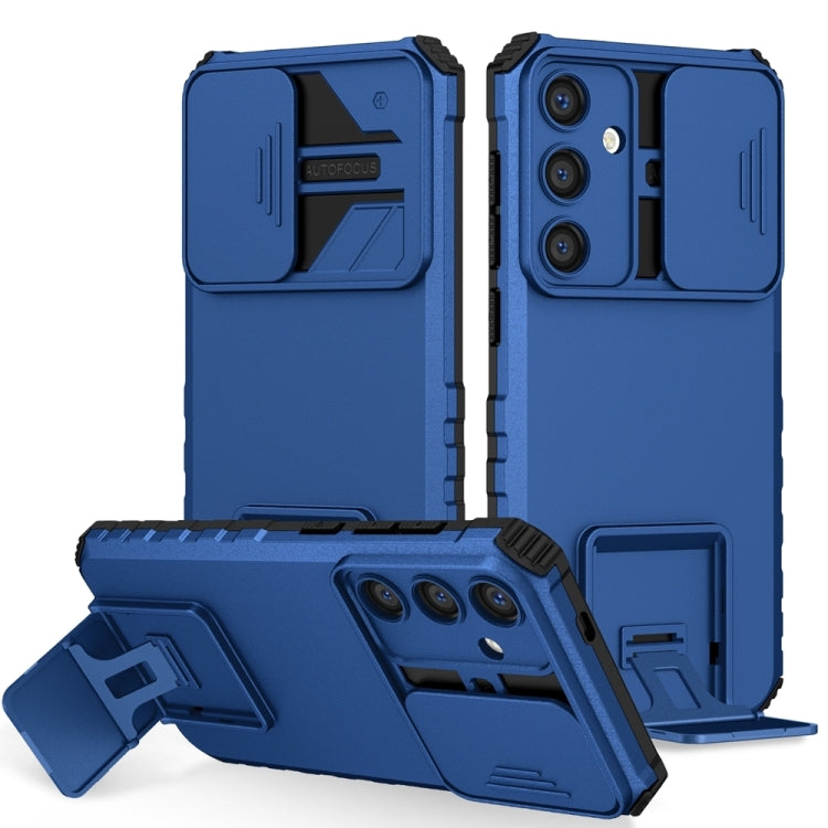 For Samsung Galaxy S25 5G Stereoscopic Holder Sliding Camshield Phone Case(Blue) - Galaxy S25 5G Cases by PMC Jewellery | Online Shopping South Africa | PMC Jewellery | Buy Now Pay Later Mobicred