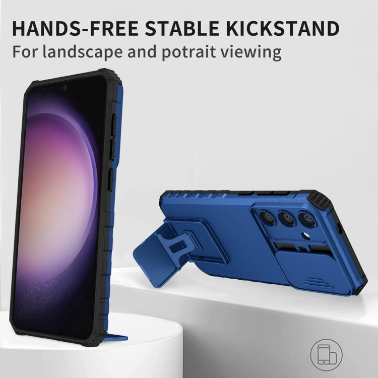 For Samsung Galaxy S25 5G Stereoscopic Holder Sliding Camshield Phone Case(Blue) - Galaxy S25 5G Cases by PMC Jewellery | Online Shopping South Africa | PMC Jewellery | Buy Now Pay Later Mobicred