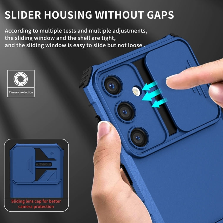 For Samsung Galaxy S25+ 5G Stereoscopic Holder Sliding Camshield Phone Case(Blue) - Galaxy S25+ 5G Cases by PMC Jewellery | Online Shopping South Africa | PMC Jewellery | Buy Now Pay Later Mobicred