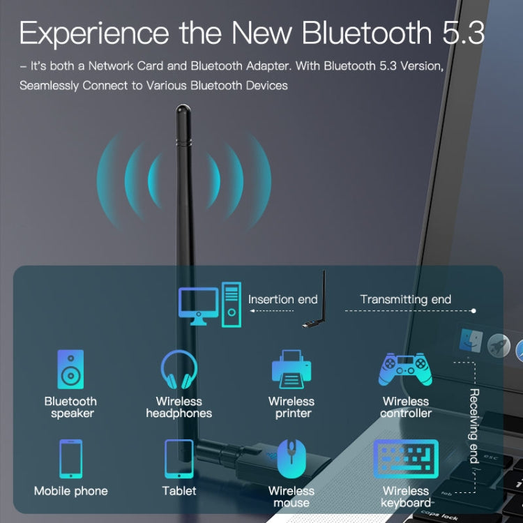 EDUP EP-AX900 900Mbps WiFi 6 Bluetooth 5.3 Dual-Band USB Wireless WiFi Adapter(Black) - free shipping - PMC TechLife - Order now!