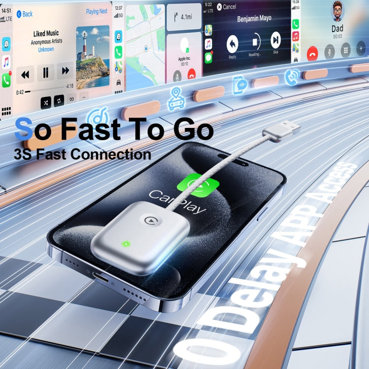 USB Interface Wired to Wireless Car CarPlay Adapter(Silver) - free shipping - PMC TechLife - Order now!