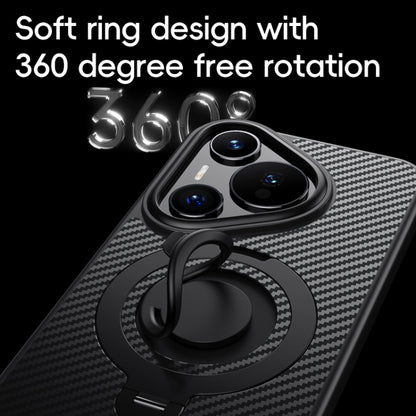 For Huawei Pura 70 Pro / 70 Pro+ Carbon Fiber MagSafe Phone Case with 360 Degree Rotating Holder(Black Grey) - Huawei Cases by PMC Jewellery | Online Shopping South Africa | PMC Jewellery | Buy Now Pay Later Mobicred