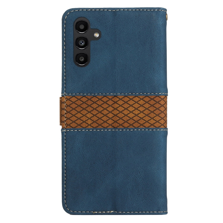 For Samsung Galaxy S25+ 5G Grid Stitching Leather Phone Case with Lanyard(Blue) - Galaxy S25+ 5G Cases by PMC Jewellery | Online Shopping South Africa | PMC Jewellery | Buy Now Pay Later Mobicred