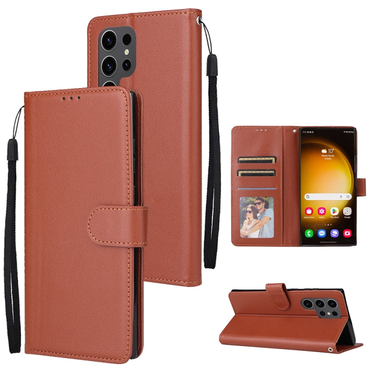 For Samsung Galaxy S25 Ultra 5G 3-Card Slots Multifunctional Leather Phone Case(Brown) - Galaxy S25 Ultra 5G Cases by PMC Jewellery | Online Shopping South Africa | PMC Jewellery | Buy Now Pay Later Mobicred