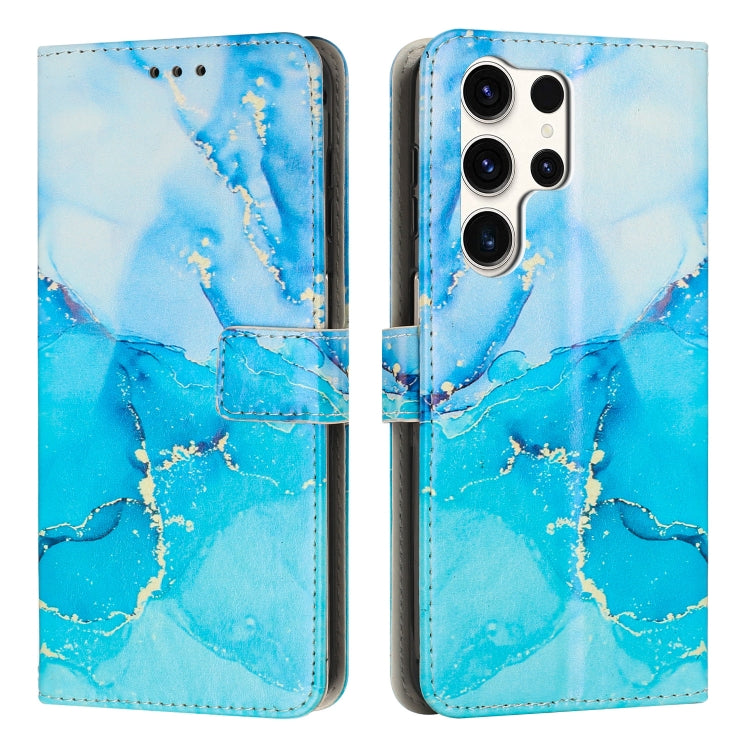 For Samsung Galaxy S25 Ultra 5G Painted Marble Pattern Leather Phone Case(Blue Green) - Galaxy S25 Ultra 5G Cases by PMC Jewellery | Online Shopping South Africa | PMC Jewellery | Buy Now Pay Later Mobicred