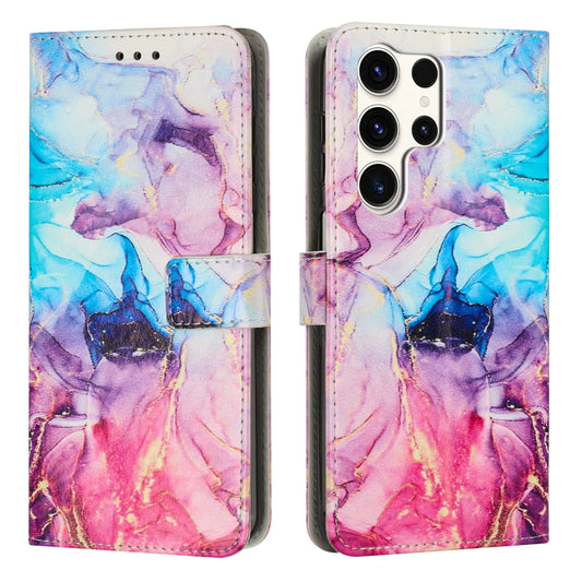 For Samsung Galaxy S25 Ultra 5G Painted Marble Pattern Leather Phone Case(Pink Purple) - Galaxy S25 Ultra 5G Cases by PMC Jewellery | Online Shopping South Africa | PMC Jewellery | Buy Now Pay Later Mobicred