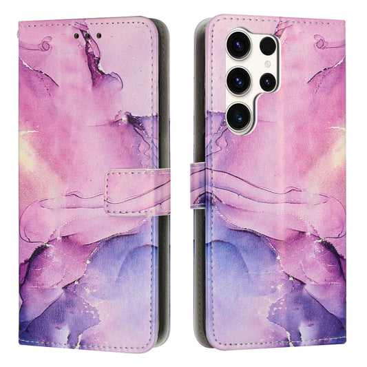 For Samsung Galaxy S25 Ultra 5G Painted Marble Pattern Leather Phone Case(Purple) - Galaxy S25 Ultra 5G Cases by PMC Jewellery | Online Shopping South Africa | PMC Jewellery | Buy Now Pay Later Mobicred