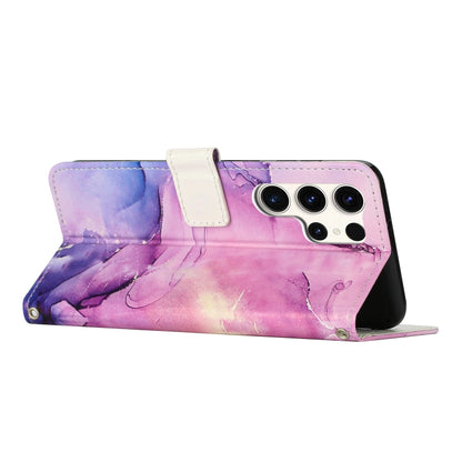 For Samsung Galaxy S25 Ultra 5G Painted Marble Pattern Leather Phone Case(Purple) - Galaxy S25 Ultra 5G Cases by PMC Jewellery | Online Shopping South Africa | PMC Jewellery | Buy Now Pay Later Mobicred