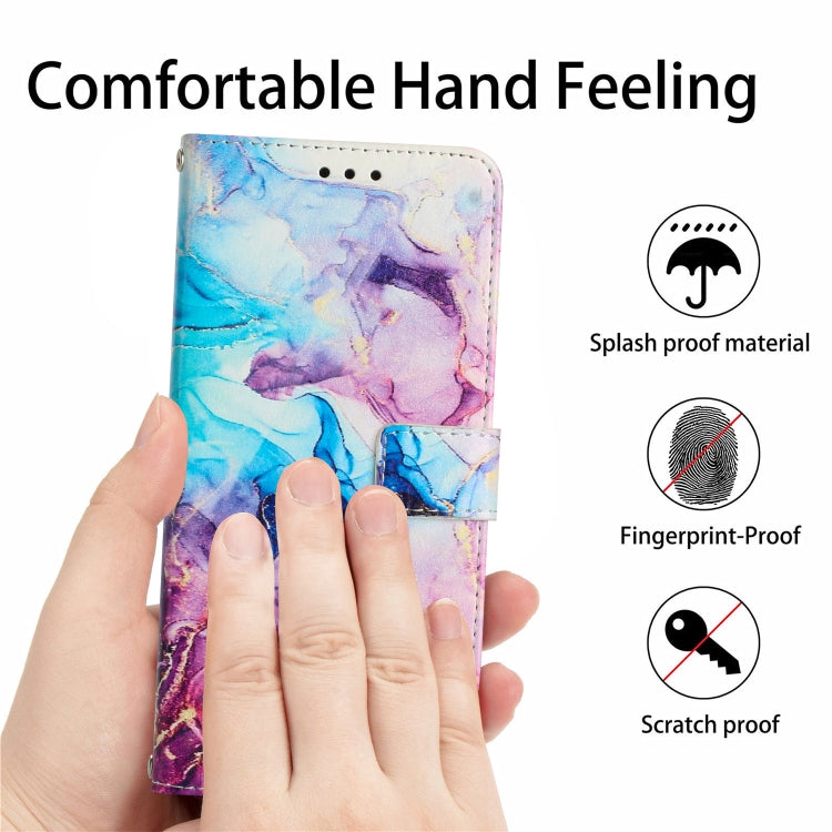 For Samsung Galaxy S25+ 5G Painted Marble Pattern Leather Phone Case(Pink Purple) - Galaxy S25+ 5G Cases by PMC Jewellery | Online Shopping South Africa | PMC Jewellery | Buy Now Pay Later Mobicred