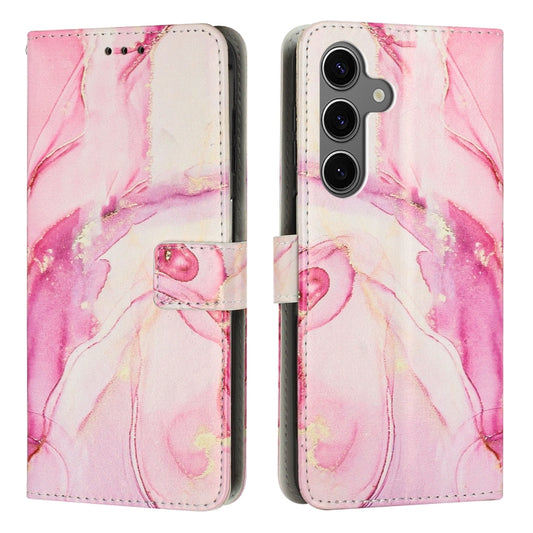 For Samsung Galaxy S25+ 5G Painted Marble Pattern Leather Phone Case(Rose Gold) - Galaxy S25+ 5G Cases by PMC Jewellery | Online Shopping South Africa | PMC Jewellery | Buy Now Pay Later Mobicred